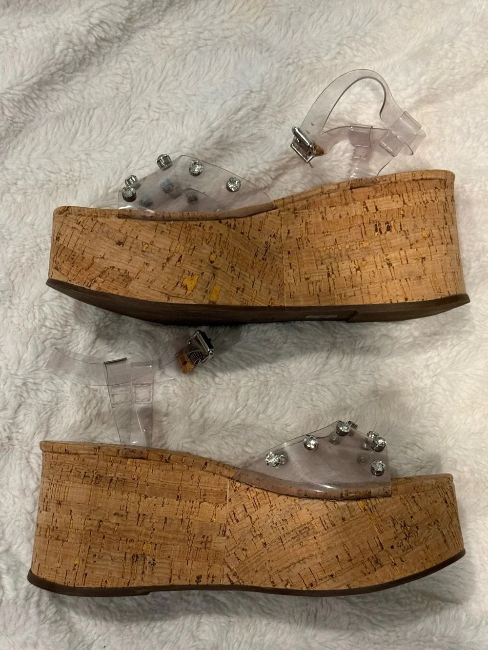 Schutz clear vinyl strappy platform sandals 8.5